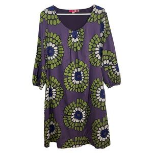 Boden Dress Purple Lined 100% Silk Lining Polyester Size 14 L